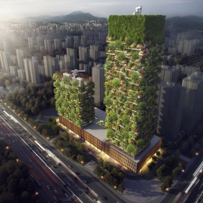 The Two Closed Towers Of Green Trees Coming Soon In Nanjing City, China